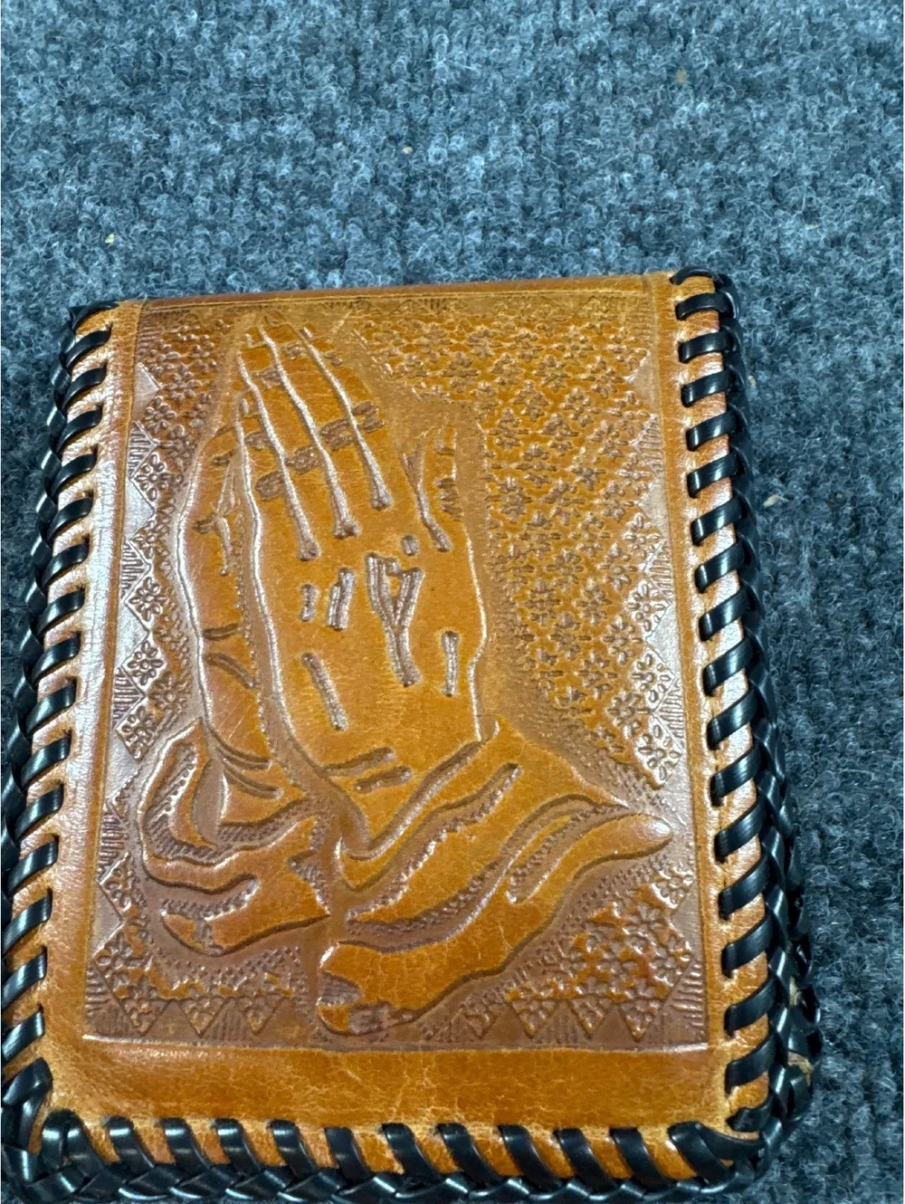 Hand Tooled Leather Jesus Christ Wallet Billfold Religious Western Vintage Style